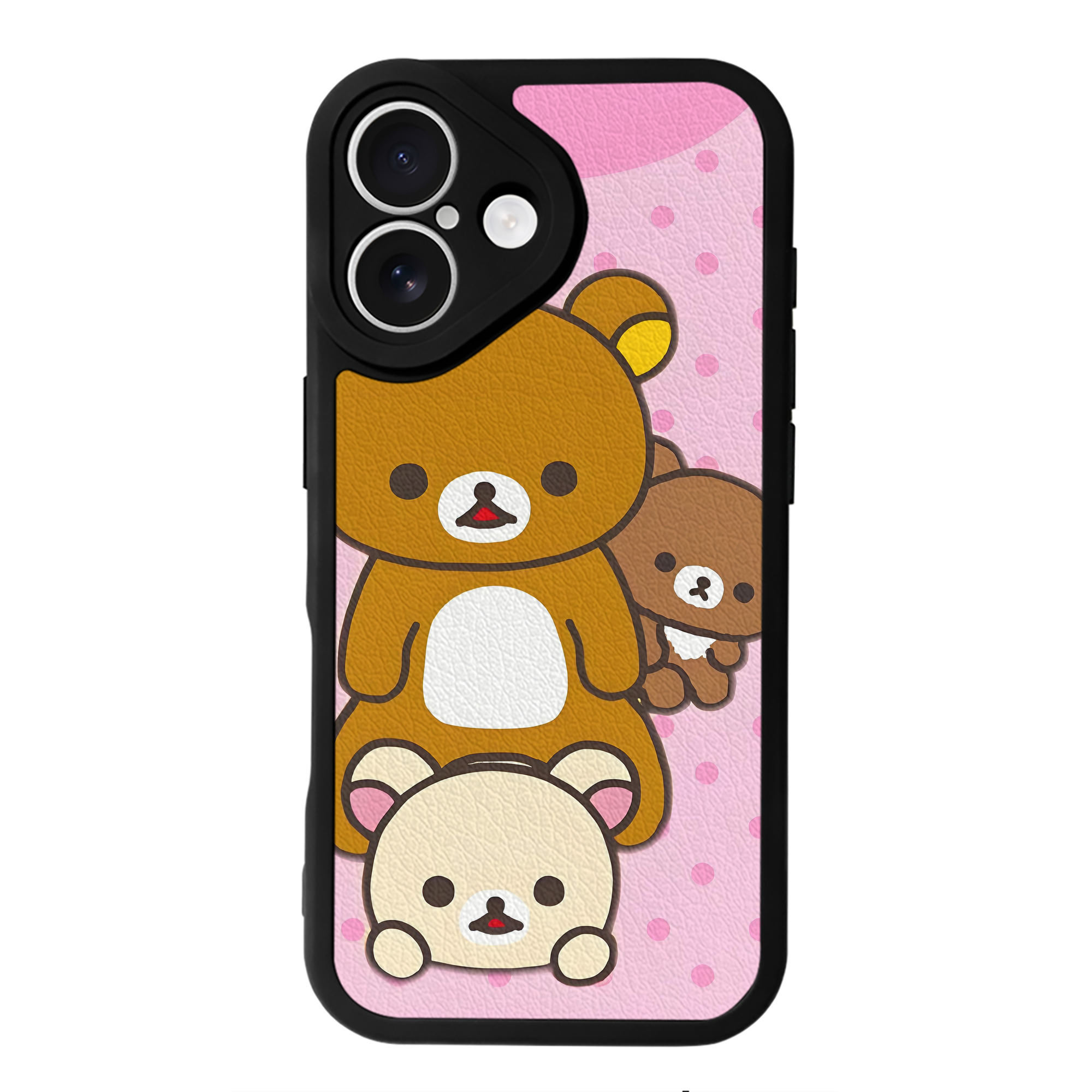 （画像用） リラックマ リラックマ キイロイトリ Rilakkuma Korilakkuma Kiiroitori 【iPhone 16シリーズ対応】シリコンスマホケース（レザー調） 材質：シリコン